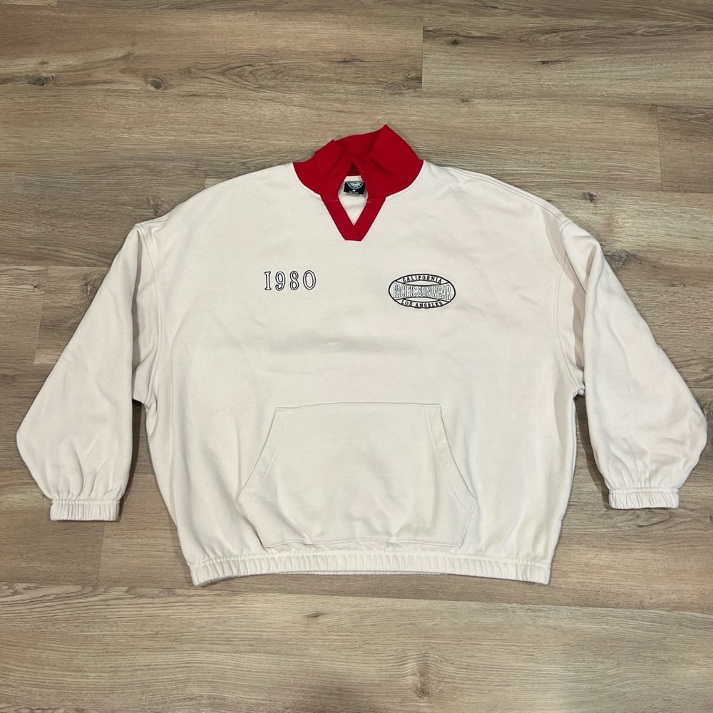 Pacsun Vintage Cream and Red Crewneck Sweater